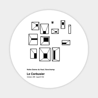 Le Corbusier Notre Dame du Haut Building Black Outline Magnet